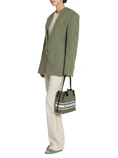 Balmain Women's Release Canvas Bucket Bag - Dark Olive Multi | Thumbnail 3 Balmain Women's Release Canvas Bucket Bag - Dark Olive Multi | Thumbnail 3