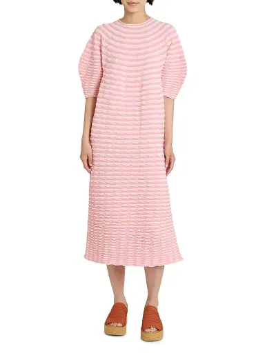 Pleats Please Issey Miyake Women's Colorful Mushroom Knit Midi-Dress - Light Pink | Thumbnail 3 Pleats Please Issey Miyake Women's Colorful Mushroom Knit Midi-Dress - Light Pink | Thumbnail 3