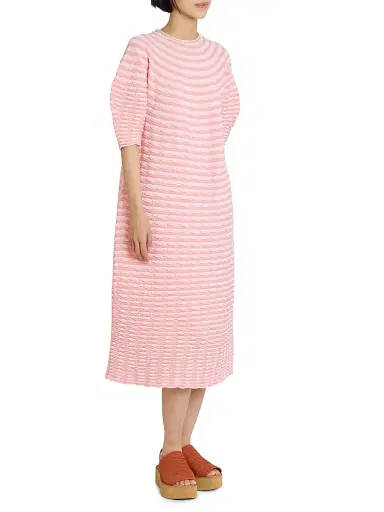 Pleats Please Issey Miyake Women's Colorful Mushroom Knit Midi-Dress - Light Pink | Thumbnail 4 Pleats Please Issey Miyake Women's Colorful Mushroom Knit Midi-Dress - Light Pink | Thumbnail 4