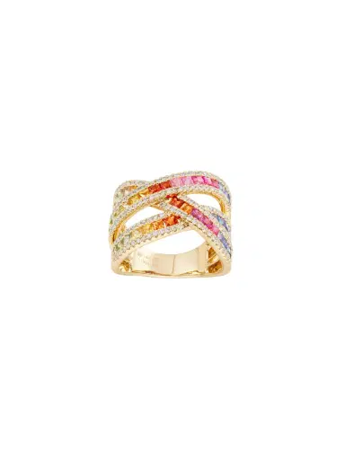 Wish Fine Jewelry 2.95ct Multi Stones Diamond 14K Gold Crossover Ring | Thumbnail 1 Wish Fine Jewelry 2.95ct Multi Stones Diamond 14K Gold Crossover Ring | Thumbnail 1