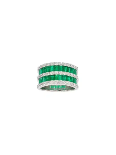 Wish Fine Jewelry 3.268ct Diamond Emerald 18K Gold Cluster Ring | Thumbnail 1 Wish Fine Jewelry 3.268ct Diamond Emerald 18K Gold Cluster Ring | Thumbnail 1