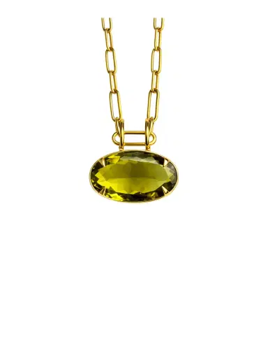 Wish Fine Jewelry 33.20ct Olive Quartz 18K Gold Pendant | Thumbnail 1 Wish Fine Jewelry 33.20ct Olive Quartz 18K Gold Pendant | Thumbnail 1