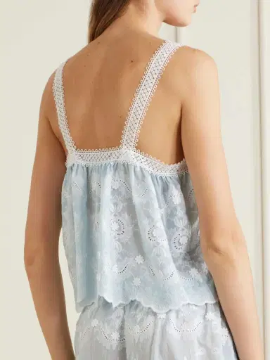Miguelina Kaila Cropped Asymmetric Bow-detailed Embroidered Silk-blend Voile Top | Thumbnail 3 Miguelina Kaila Cropped Asymmetric Bow-detailed Embroidered Silk-blend Voile Top | Thumbnail 3