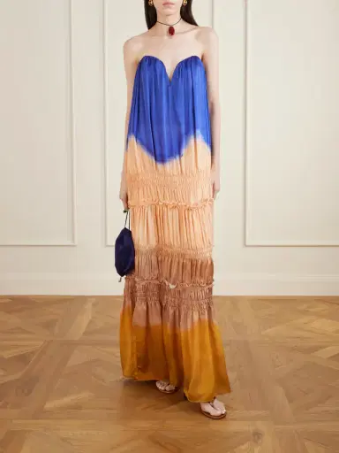Ulla Johnson Veil Strapless Tiered Silk-satin Gown | Thumbnail 2 Ulla Johnson Veil Strapless Tiered Silk-satin Gown | Thumbnail 2