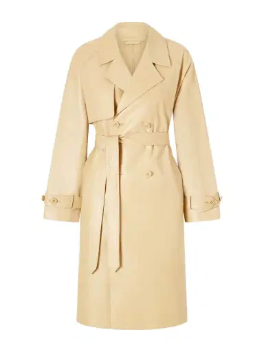 Nour Hammour Double-breasted Belted Leather Trench Coat | Thumbnail 1 Nour Hammour Double-breasted Belted Leather Trench Coat | Thumbnail 1