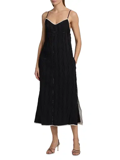 SIMKHAI Women's Leah Wavy Midi-Dress - Black Multi | Thumbnail 2 SIMKHAI Women's Leah Wavy Midi-Dress - Black Multi | Thumbnail 2