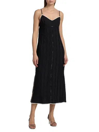 SIMKHAI Women's Leah Wavy Midi-Dress - Black Multi | Thumbnail 3 SIMKHAI Women's Leah Wavy Midi-Dress - Black Multi | Thumbnail 3