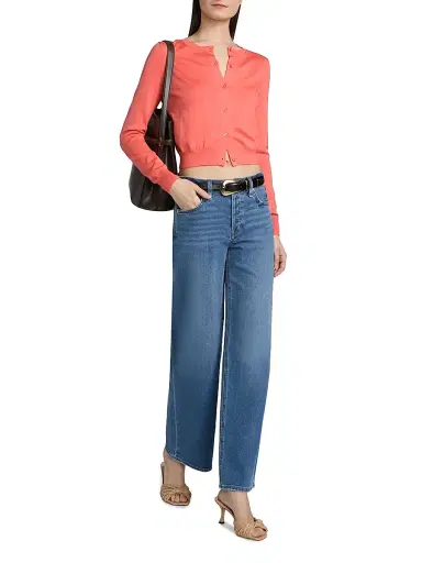 Carolina Herrera Women's Fitted Silk-Cotton Cardigan - Sunset - Size XL | Thumbnail 2 Carolina Herrera Women's Fitted Silk-Cotton Cardigan - Sunset - Size XL | Thumbnail 2