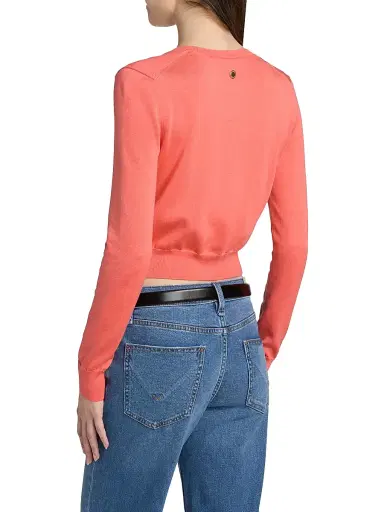 Carolina Herrera Women's Fitted Silk-Cotton Cardigan - Sunset - Size XL | Thumbnail 5 Carolina Herrera Women's Fitted Silk-Cotton Cardigan - Sunset - Size XL | Thumbnail 5