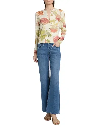 Carolina Herrera Women's Floral Silk-Cotton Cardigan - Almond Multi - Size Large | Thumbnail 2 Carolina Herrera Women's Floral Silk-Cotton Cardigan - Almond Multi - Size Large | Thumbnail 2