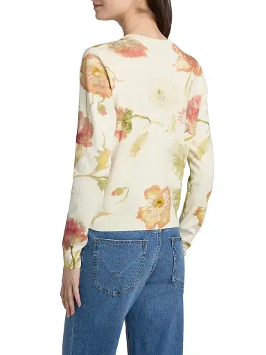 Carolina Herrera Women's Floral Silk-Cotton Cardigan - Almond Multi - Size Large | Thumbnail 5 Carolina Herrera Women's Floral Silk-Cotton Cardigan - Almond Multi - Size Large | Thumbnail 5
