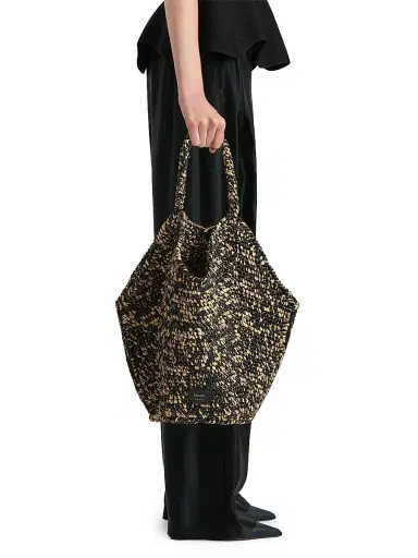 Khaite Women's Lotus Raffia Bag - Black White | Thumbnail 2 Khaite Women's Lotus Raffia Bag - Black White | Thumbnail 2