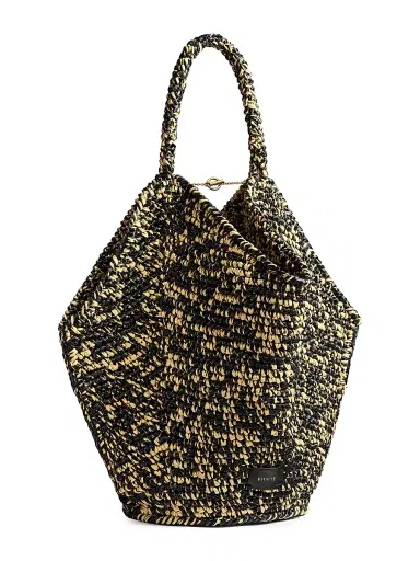 Khaite Women's Lotus Raffia Bag - Black White | Thumbnail 1 Khaite Women's Lotus Raffia Bag - Black White | Thumbnail 1