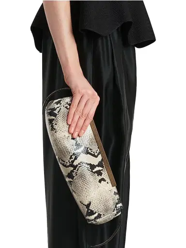 Khaite Women's Donna Snakeskin-Embossed Leather Clutch - Natural | Thumbnail 2 Khaite Women's Donna Snakeskin-Embossed Leather Clutch - Natural | Thumbnail 2