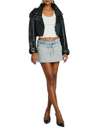 SEROYA Women's Bertha Mixed-Media Miniskirt - Heathered Grey Coast | Thumbnail 2 SEROYA Women's Bertha Mixed-Media Miniskirt - Heathered Grey Coast | Thumbnail 2