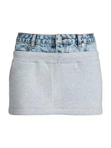 SEROYA Women's Bertha Mixed-Media Miniskirt - Heathered Grey Coast | Thumbnail 1 SEROYA Women's Bertha Mixed-Media Miniskirt - Heathered Grey Coast | Thumbnail 1