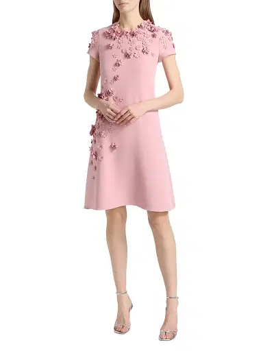 Teri Jon by Rickie Freeman Women's 3D-Floral Crepe A-Line Knee-Length Dress - Rose Pink | Thumbnail 2 Teri Jon by Rickie Freeman Women's 3D-Floral Crepe A-Line Knee-Length Dress - Rose Pink | Thumbnail 2