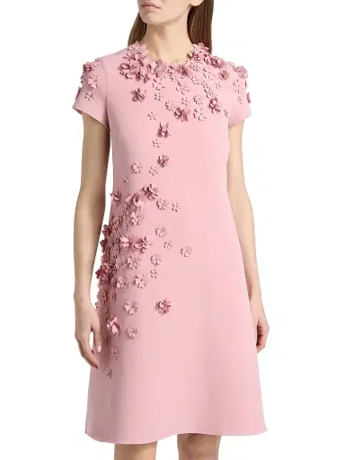 Teri Jon by Rickie Freeman Women's 3D-Floral Crepe A-Line Knee-Length Dress - Rose Pink | Thumbnail 3 Teri Jon by Rickie Freeman Women's 3D-Floral Crepe A-Line Knee-Length Dress - Rose Pink | Thumbnail 3