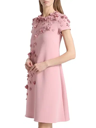Teri Jon by Rickie Freeman Women's 3D-Floral Crepe A-Line Knee-Length Dress - Rose Pink | Thumbnail 4 Teri Jon by Rickie Freeman Women's 3D-Floral Crepe A-Line Knee-Length Dress - Rose Pink | Thumbnail 4