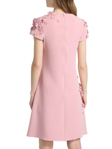 Teri Jon by Rickie Freeman Women's 3D-Floral Crepe A-Line Knee-Length Dress - Rose Pink | Thumbnail 5 Teri Jon by Rickie Freeman Women's 3D-Floral Crepe A-Line Knee-Length Dress - Rose Pink | Thumbnail 5