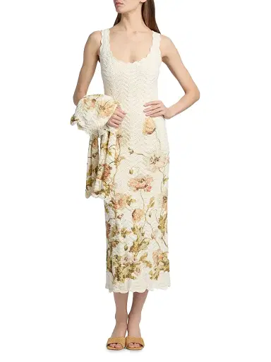 Cara Cara Women's Orel Crochet Floral Cotton Midi-Dress - Lockwood Flora Egret - Size XL | Thumbnail 3 Cara Cara Women's Orel Crochet Floral Cotton Midi-Dress - Lockwood Flora Egret - Size XL | Thumbnail 3