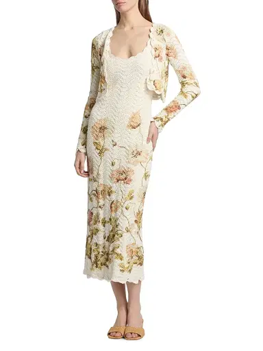 Cara Cara Women's Sally Floral Cotton Shrug - Lockwood Flora Egret - Size Small | Thumbnail 2 Cara Cara Women's Sally Floral Cotton Shrug - Lockwood Flora Egret - Size Small | Thumbnail 2