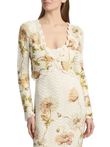 Cara Cara Women's Sally Floral Cotton Shrug - Lockwood Flora Egret - Size Small | Thumbnail 3 Cara Cara Women's Sally Floral Cotton Shrug - Lockwood Flora Egret - Size Small | Thumbnail 3