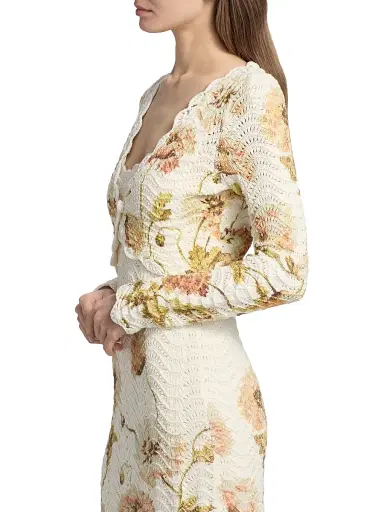 Cara Cara Women's Sally Floral Cotton Shrug - Lockwood Flora Egret - Size Small | Thumbnail 4 Cara Cara Women's Sally Floral Cotton Shrug - Lockwood Flora Egret - Size Small | Thumbnail 4