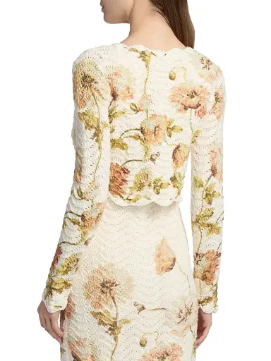 Cara Cara Women's Sally Floral Cotton Shrug - Lockwood Flora Egret - Size Small | Thumbnail 5 Cara Cara Women's Sally Floral Cotton Shrug - Lockwood Flora Egret - Size Small | Thumbnail 5