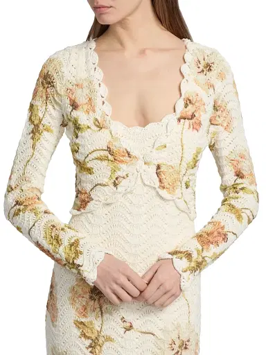 Cara Cara Women's Sally Floral Cotton Shrug - Lockwood Flora Egret - Size Small | Thumbnail 6 Cara Cara Women's Sally Floral Cotton Shrug - Lockwood Flora Egret - Size Small | Thumbnail 6