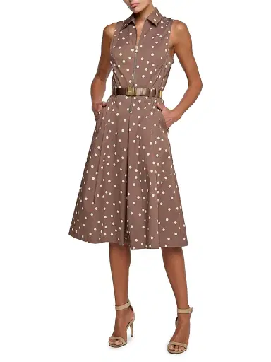 L'AGENCE Women's Kylo Polka Dot Sleeveless Shirtdress - Cardamom Ecru Polka Dot | Thumbnail 2 L'AGENCE Women's Kylo Polka Dot Sleeveless Shirtdress - Cardamom Ecru Polka Dot | Thumbnail 2