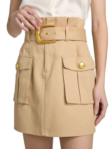 L'Agence Women's Maelis Paperbag Miniskirt - Macadamia Brown - Size 16 | Thumbnail 6 L'Agence Women's Maelis Paperbag Miniskirt - Macadamia Brown - Size 16 | Thumbnail 6