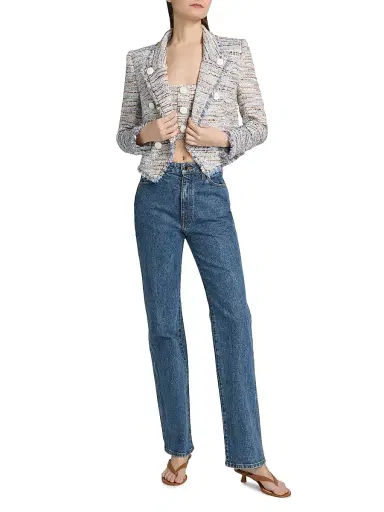 L'Agence Women's Marv Boxy Tweed Blazer - Blue Beige Tweed - Size 0 | Thumbnail 2 L'Agence Women's Marv Boxy Tweed Blazer - Blue Beige Tweed - Size 0 | Thumbnail 2