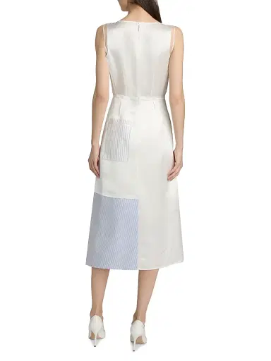 Jason Wu Collection Women's Striped Collage Draped Midi-Dress - White | Thumbnail 5 Jason Wu Collection Women's Striped Collage Draped Midi-Dress - White | Thumbnail 5