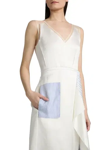 Jason Wu Collection Women's Striped Collage Draped Midi-Dress - White | Thumbnail 6 Jason Wu Collection Women's Striped Collage Draped Midi-Dress - White | Thumbnail 6