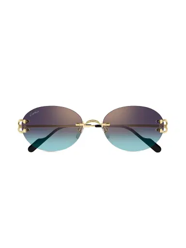 Cartier Women's C Decor 55MM 24K-Gold-Plated Oval Sunglasses - Gold Blue | Thumbnail 2 Cartier Women's C Decor 55MM 24K-Gold-Plated Oval Sunglasses - Gold Blue | Thumbnail 2