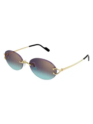 Cartier Women's C Decor 55MM 24K-Gold-Plated Oval Sunglasses - Gold Blue | Thumbnail 1 Cartier Women's C Decor 55MM 24K-Gold-Plated Oval Sunglasses - Gold Blue | Thumbnail 1