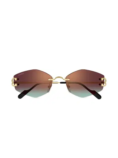 Cartier Women's C Décor 56MM 24K-Gold-Plated Geometric Sunglasses - Gold Blue | Thumbnail 2 Cartier Women's C Décor 56MM 24K-Gold-Plated Geometric Sunglasses - Gold Blue | Thumbnail 2