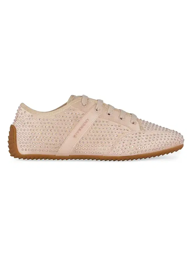Women's Slim Sneakers in Satin with Strass - Powder Women's Slim Sneakers in Satin with Strass - Powder