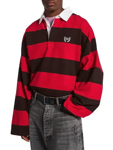 Balenciaga Men's Long-Sleeve Polo Shirt - Dark Brown - Size Large | Thumbnail 3 Balenciaga Men's Long-Sleeve Polo Shirt - Dark Brown - Size Large | Thumbnail 3