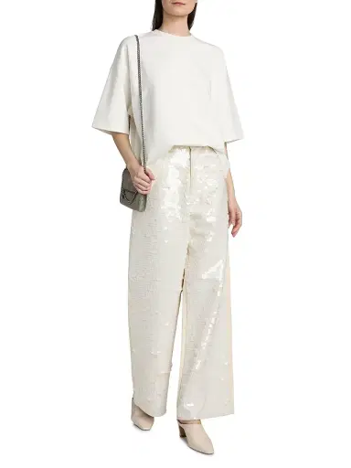 Stella McCartney Women's Opalesence Sequin Wide-Leg Jeans - White Denim | Thumbnail 2 Stella McCartney Women's Opalesence Sequin Wide-Leg Jeans - White Denim | Thumbnail 2