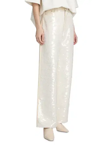 Stella McCartney Women's Opalesence Sequin Wide-Leg Jeans - White Denim | Thumbnail 4 Stella McCartney Women's Opalesence Sequin Wide-Leg Jeans - White Denim | Thumbnail 4