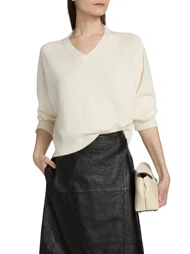 Loulou de Saison Women's Anzor V-Neck Cashmere Sweater - | Thumbnail 3 Loulou de Saison Women's Anzor V-Neck Cashmere Sweater - | Thumbnail 3