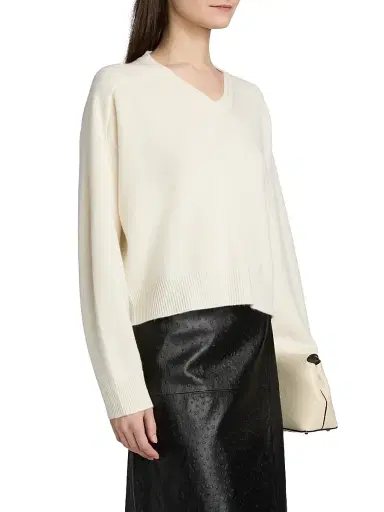 Loulou de Saison Women's Anzor V-Neck Cashmere Sweater - | Thumbnail 4 Loulou de Saison Women's Anzor V-Neck Cashmere Sweater - | Thumbnail 4