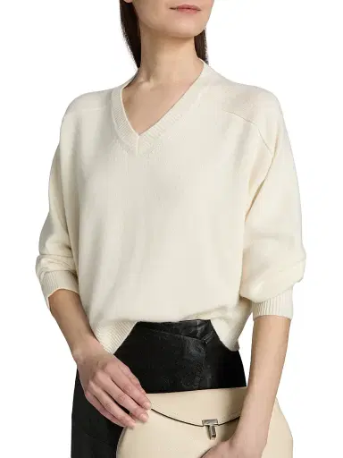 Loulou de Saison Women's Anzor V-Neck Cashmere Sweater - | Thumbnail 6 Loulou de Saison Women's Anzor V-Neck Cashmere Sweater - | Thumbnail 6