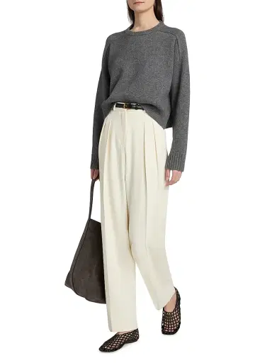 Loulou de Saison Women's Alio Pleated Tailored Pants - Ivory - Size 6 | Thumbnail 2 Loulou de Saison Women's Alio Pleated Tailored Pants - Ivory - Size 6 | Thumbnail 2