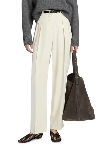 Loulou de Saison Women's Alio Pleated Tailored Pants - Ivory - Size 6 | Thumbnail 3 Loulou de Saison Women's Alio Pleated Tailored Pants - Ivory - Size 6 | Thumbnail 3