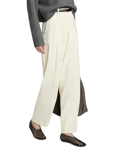 Loulou de Saison Women's Alio Pleated Tailored Pants - Ivory - Size 6 | Thumbnail 4 Loulou de Saison Women's Alio Pleated Tailored Pants - Ivory - Size 6 | Thumbnail 4