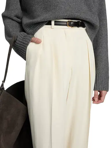Loulou de Saison Women's Alio Pleated Tailored Pants - Ivory - Size 6 | Thumbnail 6 Loulou de Saison Women's Alio Pleated Tailored Pants - Ivory - Size 6 | Thumbnail 6