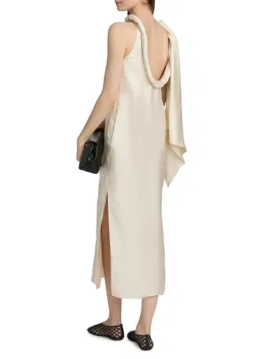 Loulou de Saison Women's Susan Twisted Collar Silk Midi-Dress - | Thumbnail 5 Loulou de Saison Women's Susan Twisted Collar Silk Midi-Dress - | Thumbnail 5